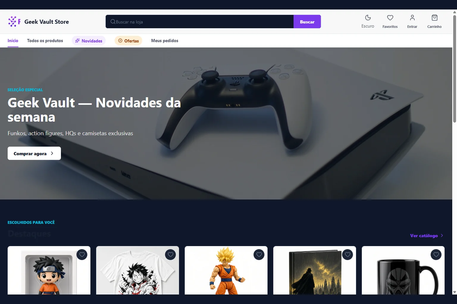 Loja virtual Geek Vault publicada no e-commerce FICH